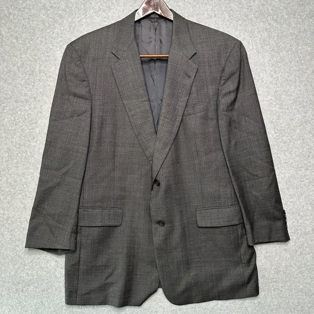Hart Schaffner Marx Gold Trumpeter Grey Glen Plaid Wool Blazer Sport Coat 44R